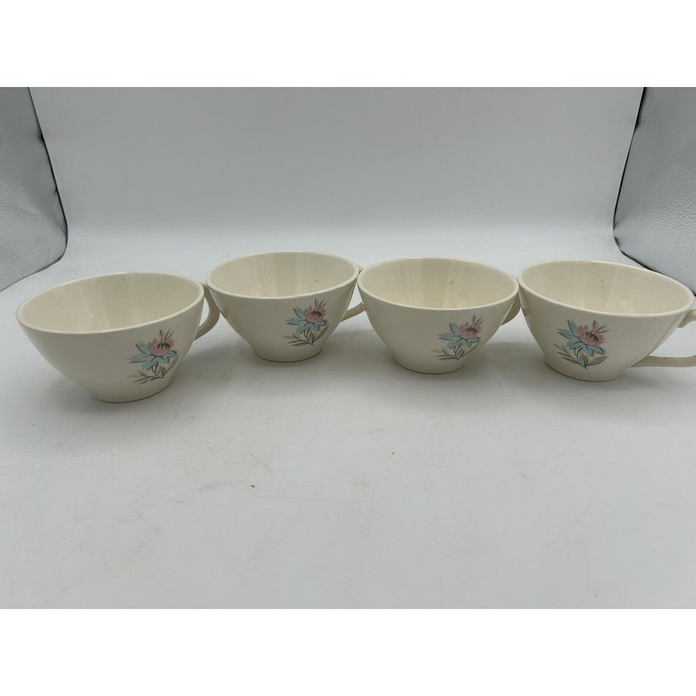 Steubenville‎ Pottery Fairlane Coffee Teacups Vintage 4 Pc set Very Nice
